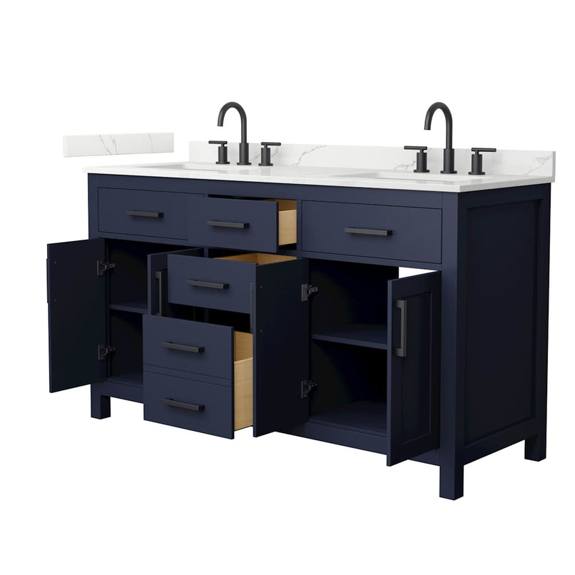 Beckett 60" Free Standing Double Basin Vanity Set with Cabinet and Quartz Vanity Top - image 2