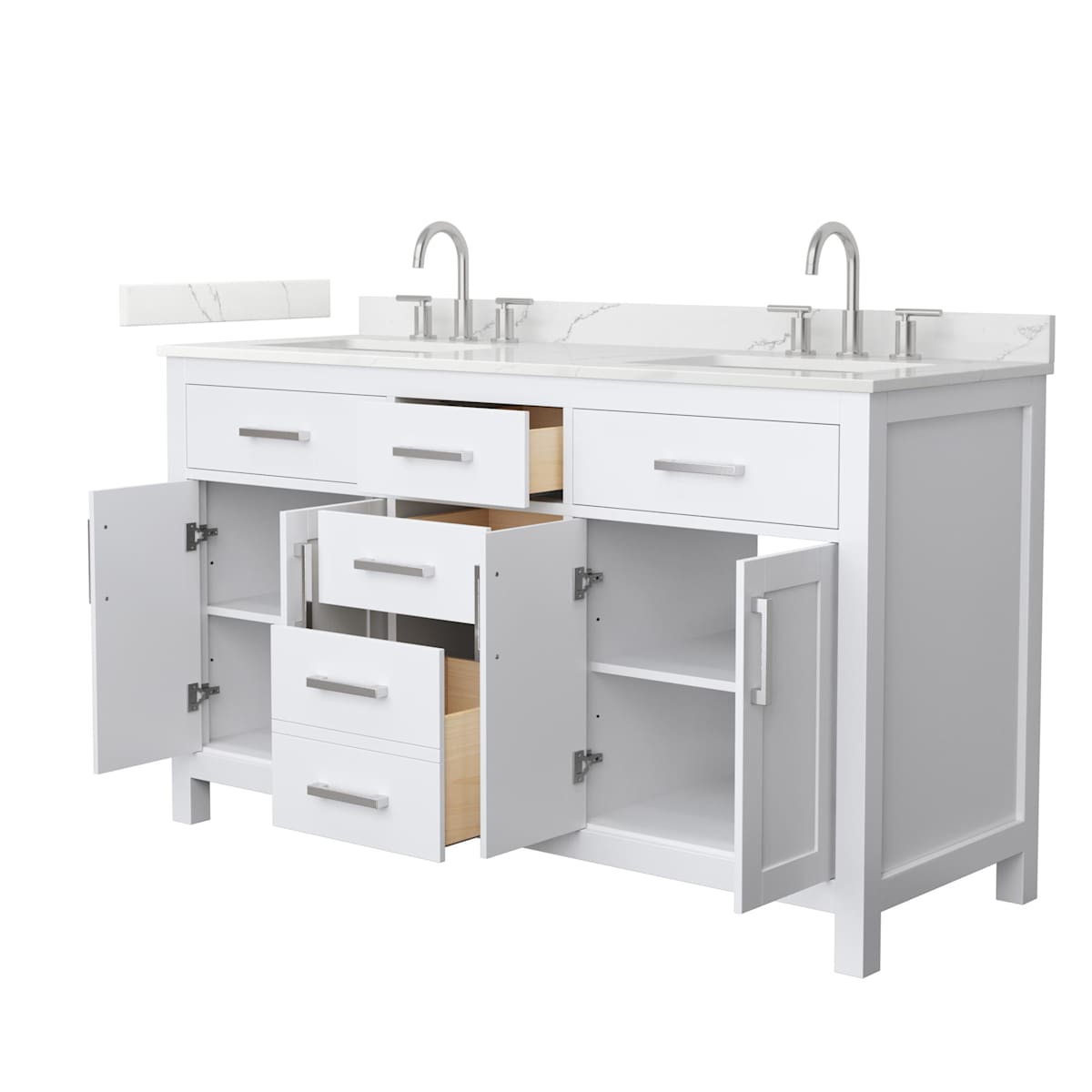 Beckett 60" Free Standing Double Basin Vanity Set with Cabinet and Quartz Vanity Top