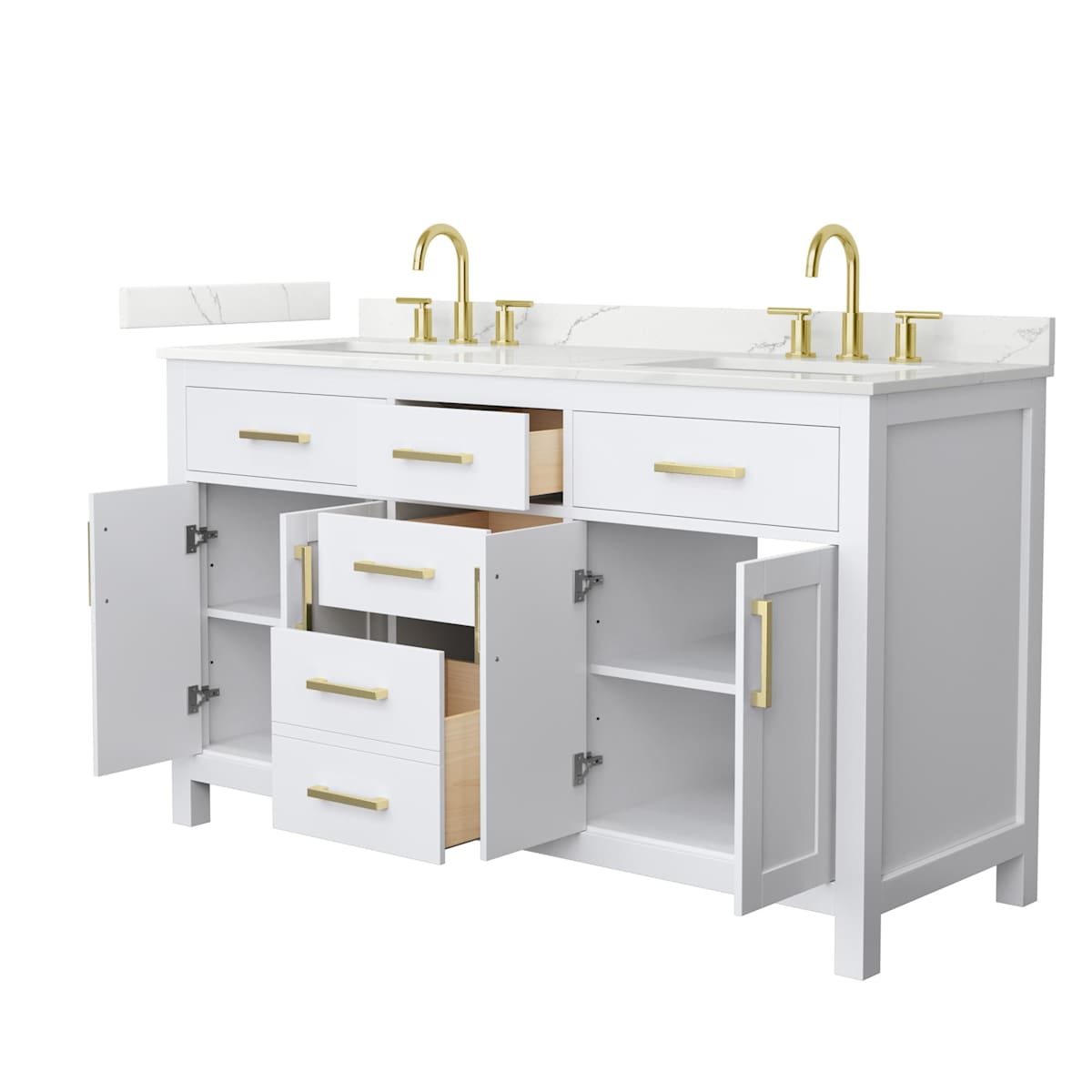 Beckett 60" Free Standing Double Basin Vanity Set with Cabinet and Quartz Vanity Top
