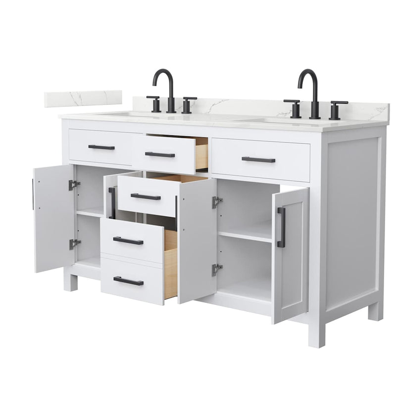 Beckett 60" Free Standing Double Basin Vanity Set with Cabinet and Quartz Vanity Top - image 13