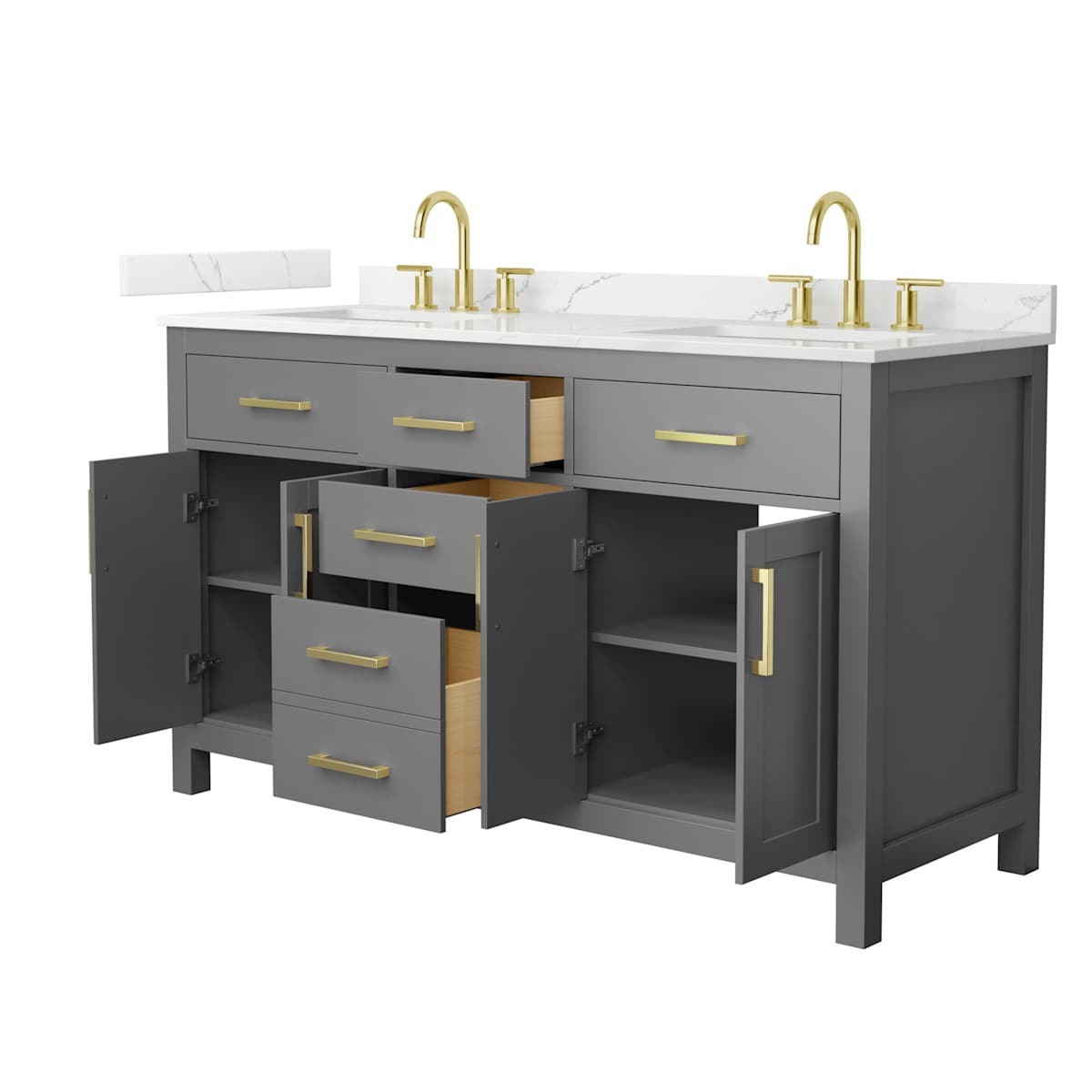 Beckett 60" Free Standing Double Basin Vanity Set with Cabinet and Quartz Vanity Top - image 19