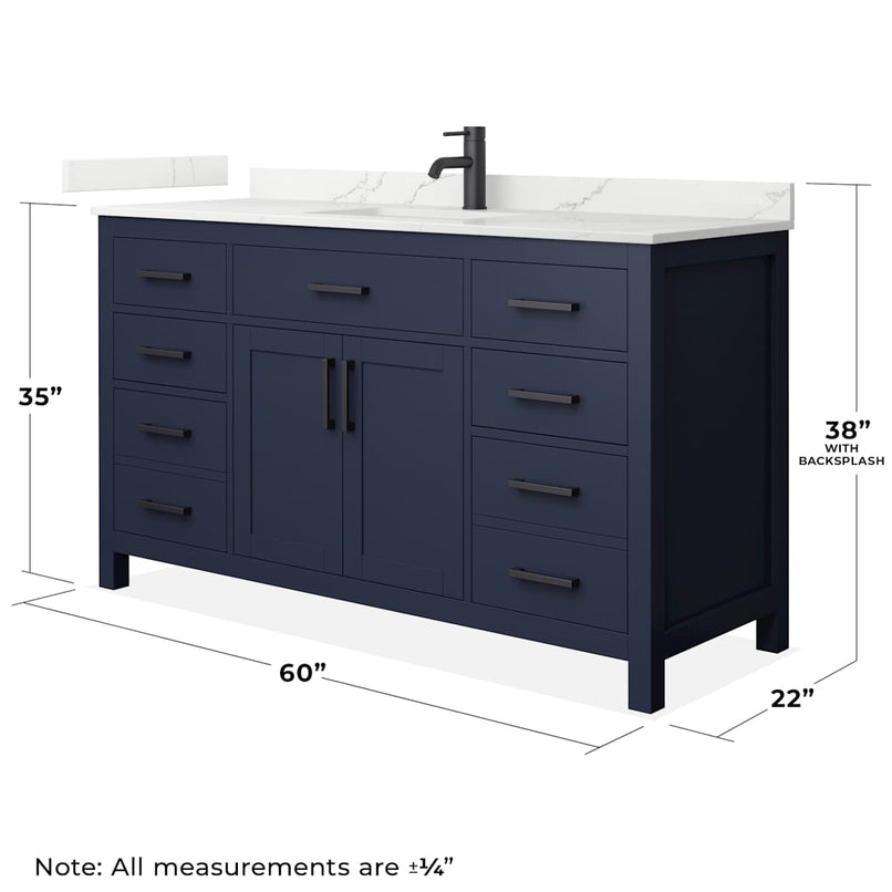 Beckett 60" Free Standing Single Basin Vanity Set with Cabinet and Quartz Vanity Top - image 4