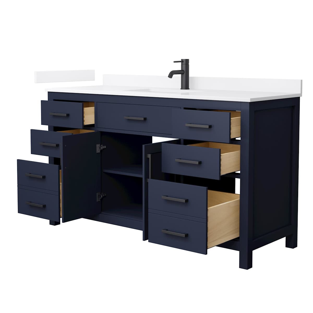 Beckett 60" Free Standing Single Basin Vanity Set with Cabinet and Quartz Vanity Top