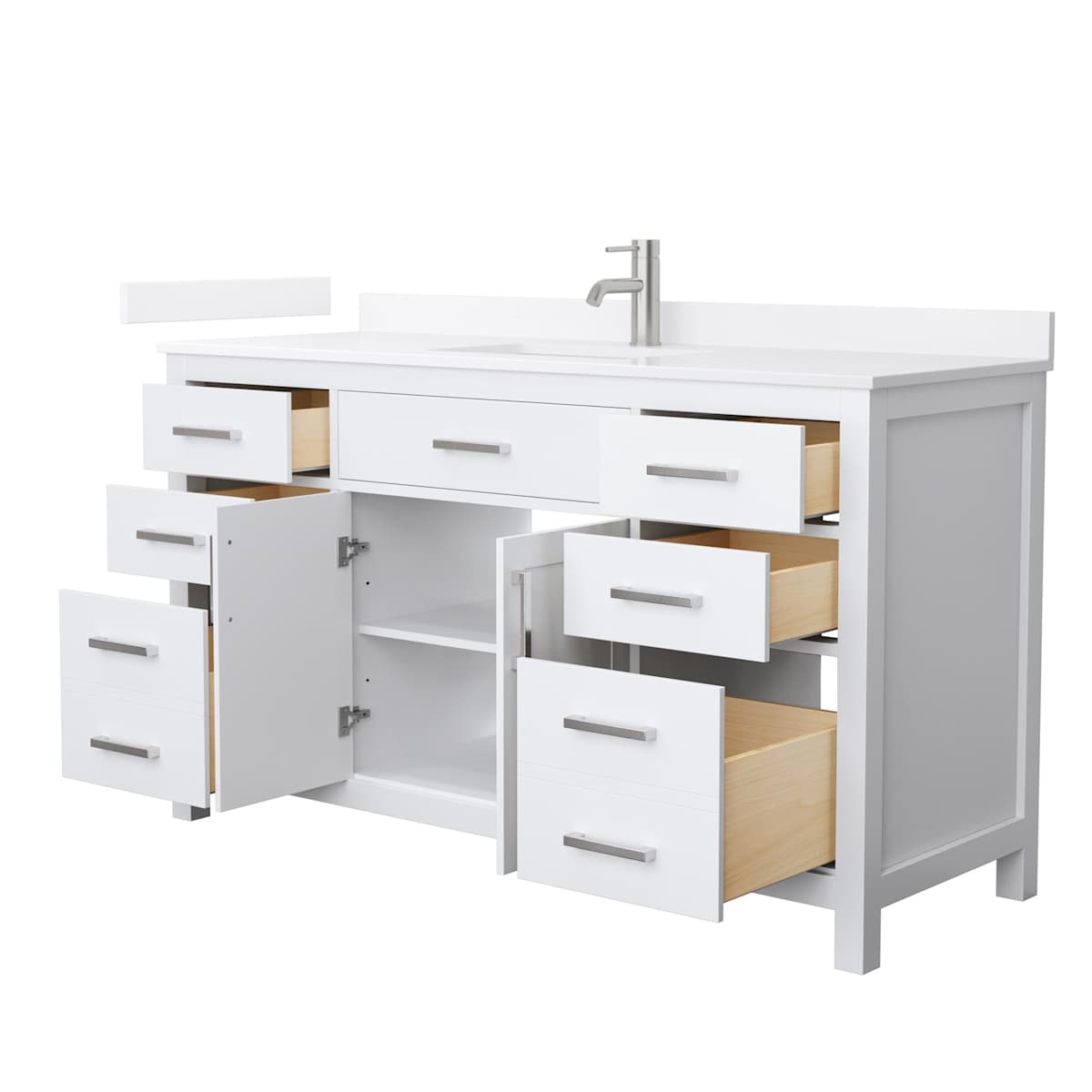 Beckett 60" Free Standing Single Basin Vanity Set with Cabinet and Quartz Vanity Top