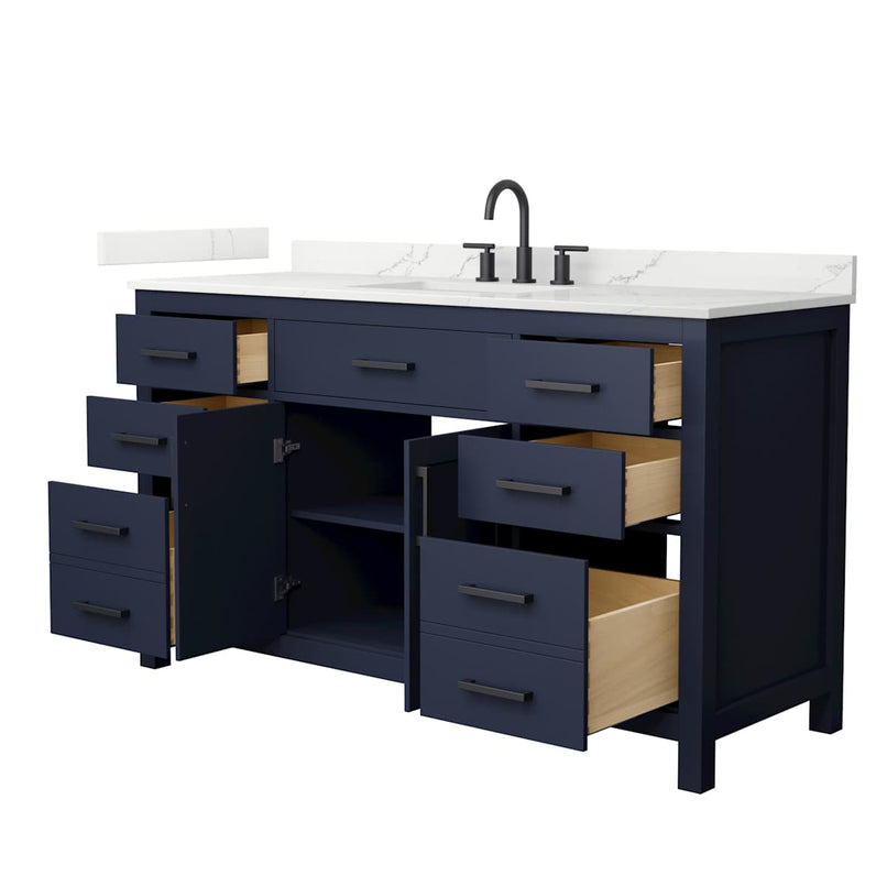 Beckett 60" Free Standing Single Basin Vanity Set with Cabinet and Quartz Vanity Top - image 2