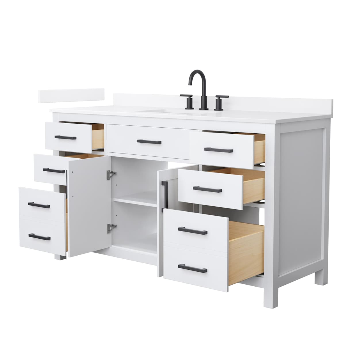 Beckett 60" Free Standing Single Basin Vanity Set with Cabinet and Quartz Vanity Top - image 12