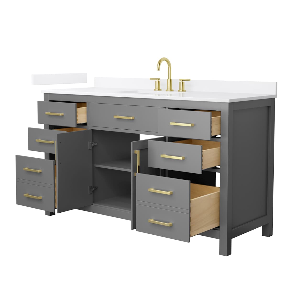 Beckett 60" Free Standing Single Basin Vanity Set with Cabinet and Quartz Vanity Top - image 18