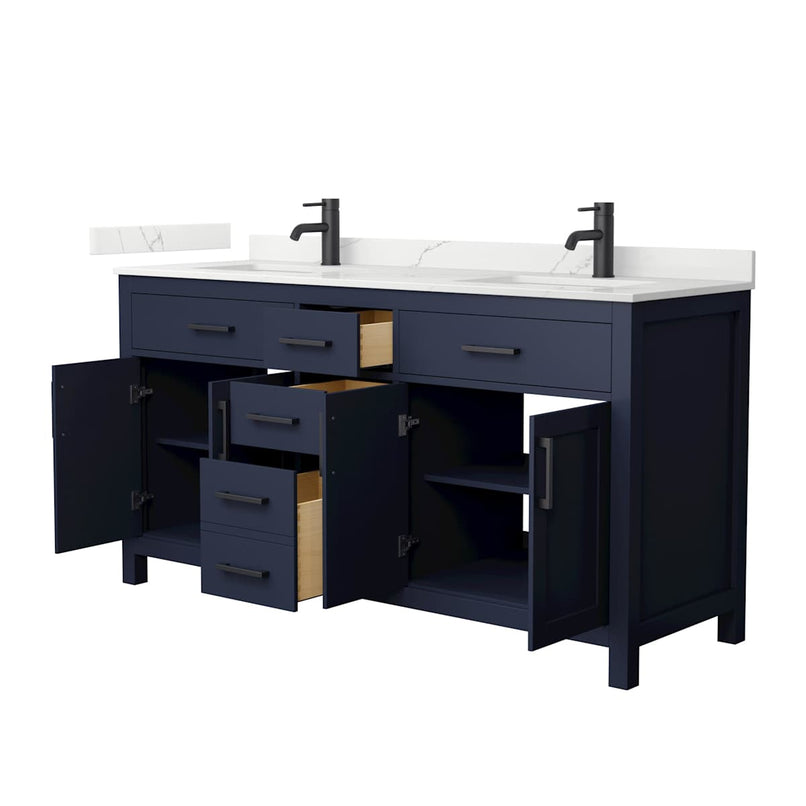 Beckett 66" Free Standing Double Basin Vanity Set with Cabinet and Quartz Vanity Top - image 2