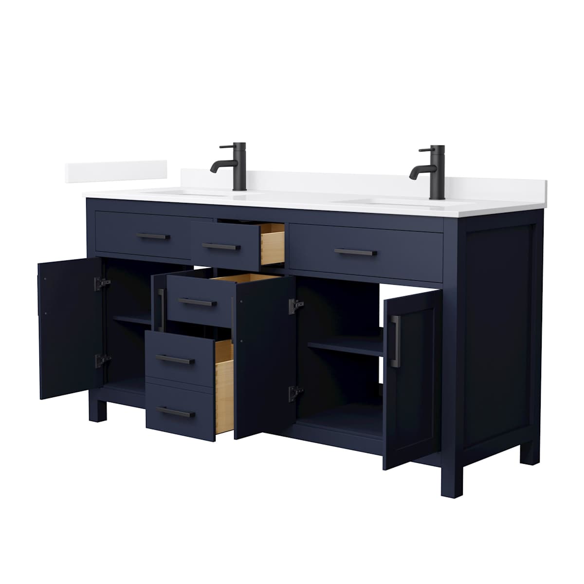 Beckett 66" Free Standing Double Basin Vanity Set with Cabinet and Quartz Vanity Top