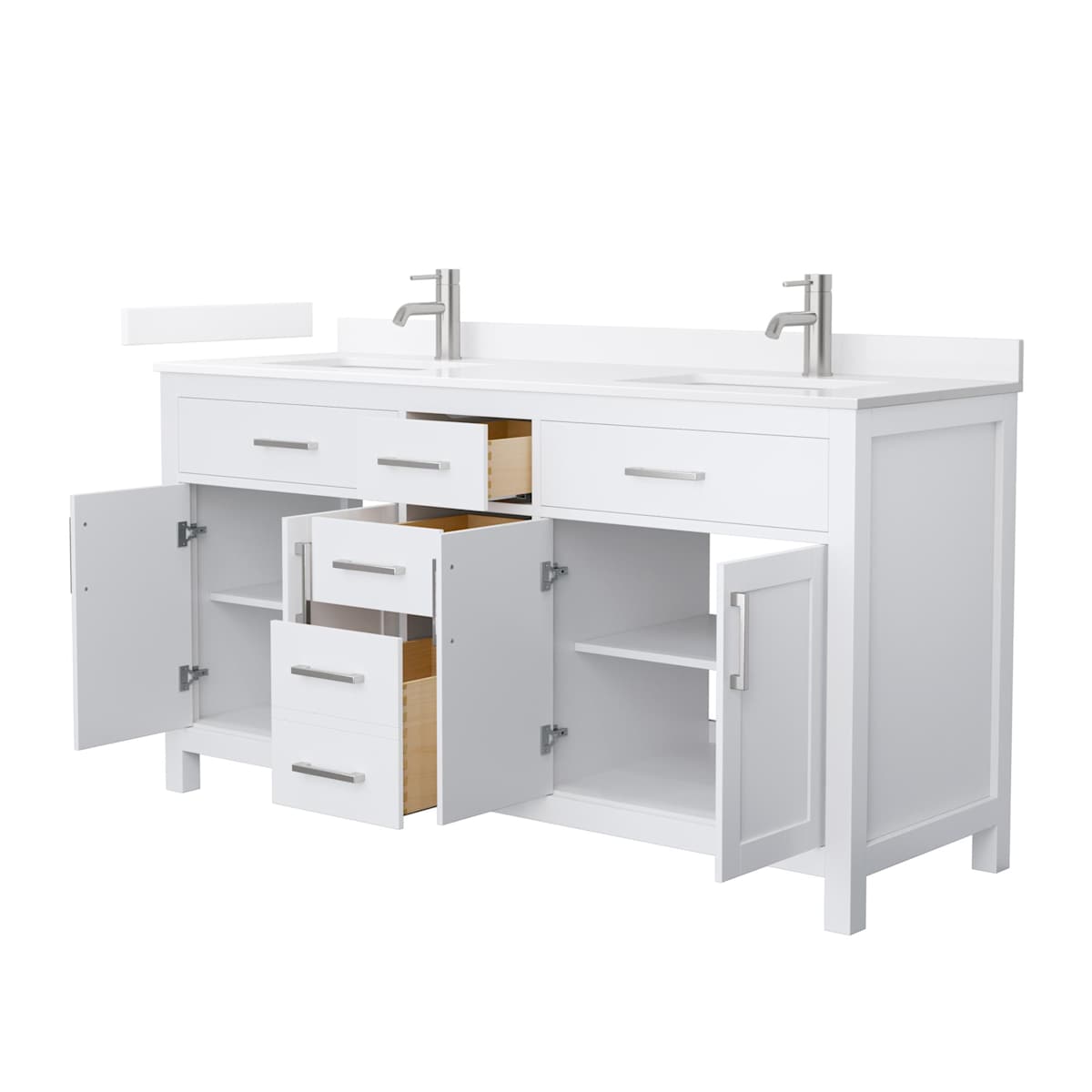Beckett 66" Free Standing Double Basin Vanity Set with Cabinet and Quartz Vanity Top