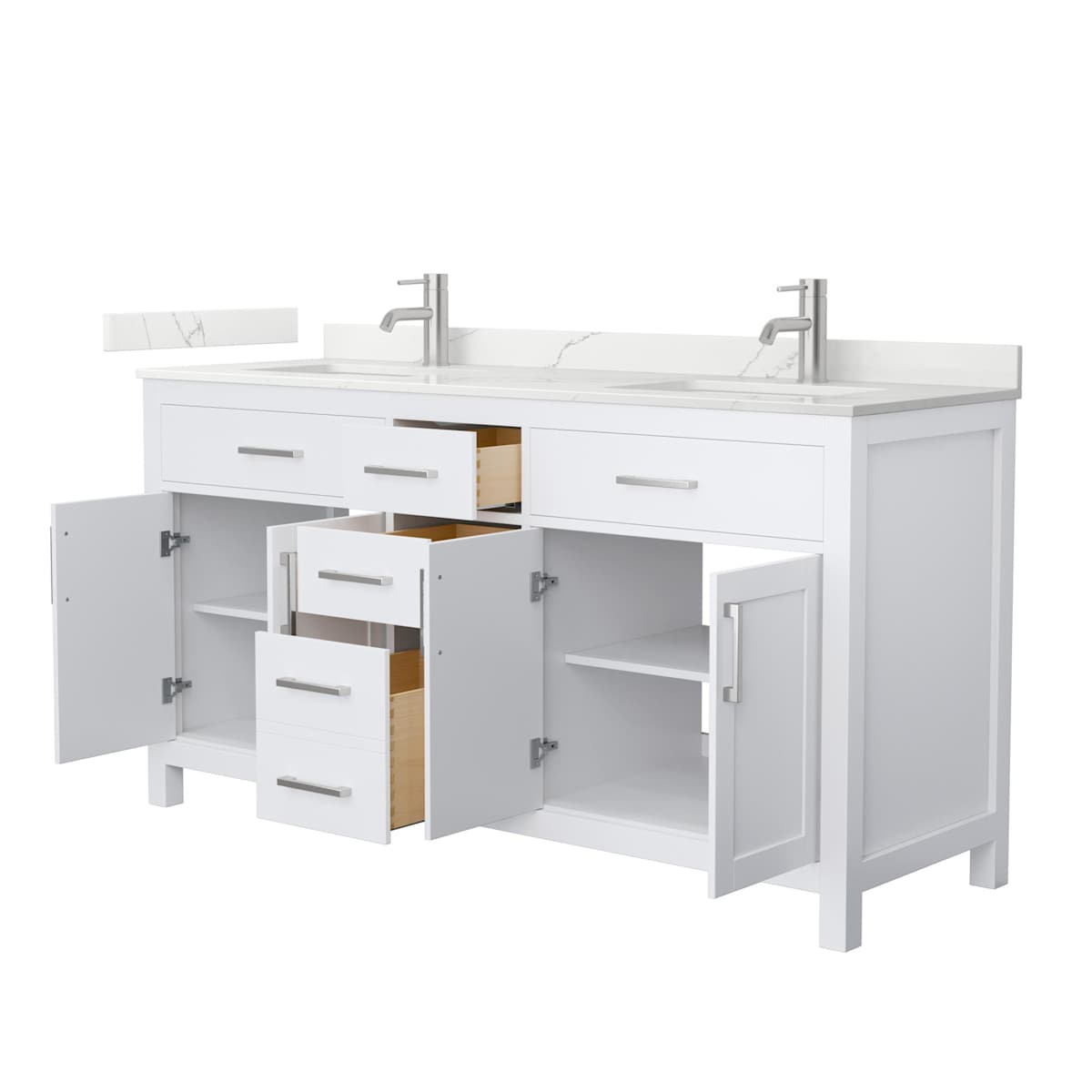 Beckett 66" Free Standing Double Basin Vanity Set with Cabinet and Quartz Vanity Top