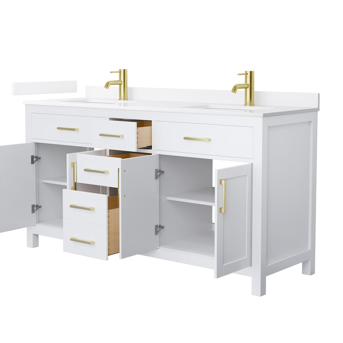 Beckett 66" Free Standing Double Basin Vanity Set with Cabinet and Quartz Vanity Top