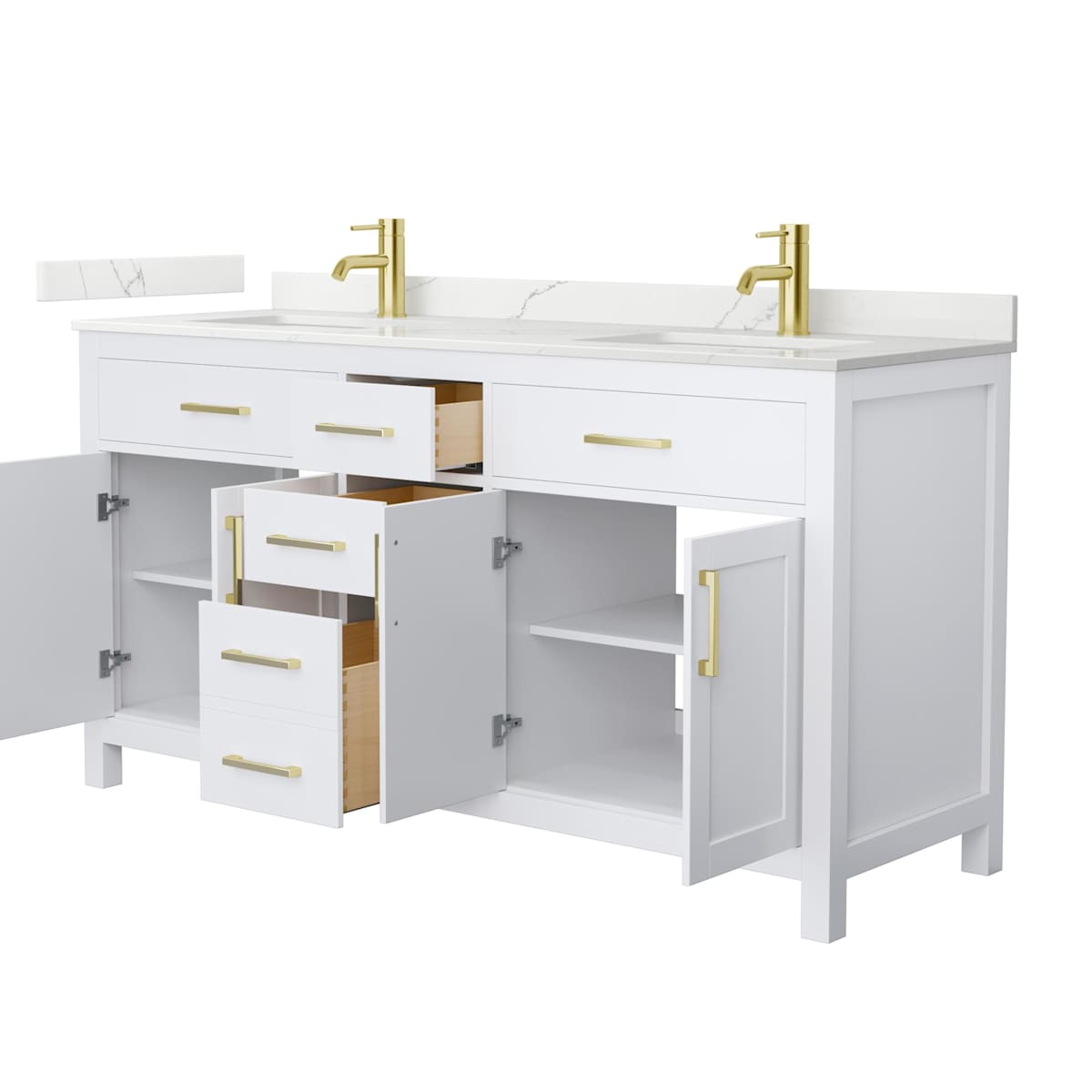 Beckett 66" Free Standing Double Basin Vanity Set with Cabinet and Quartz Vanity Top