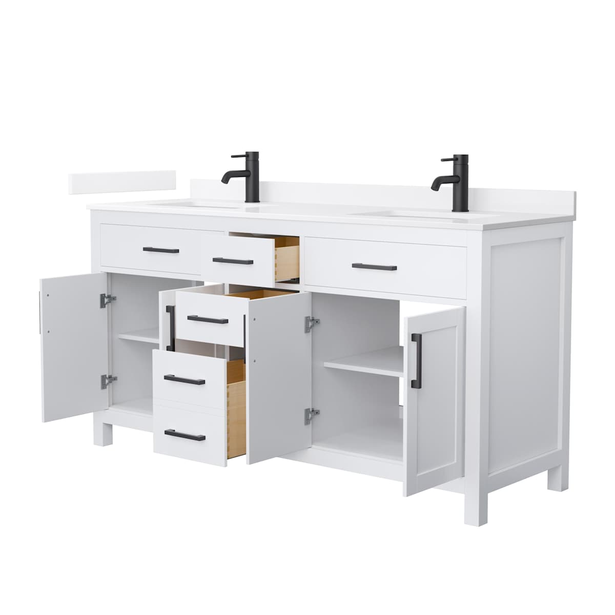 Beckett 66" Free Standing Double Basin Vanity Set with Cabinet and Quartz Vanity Top
