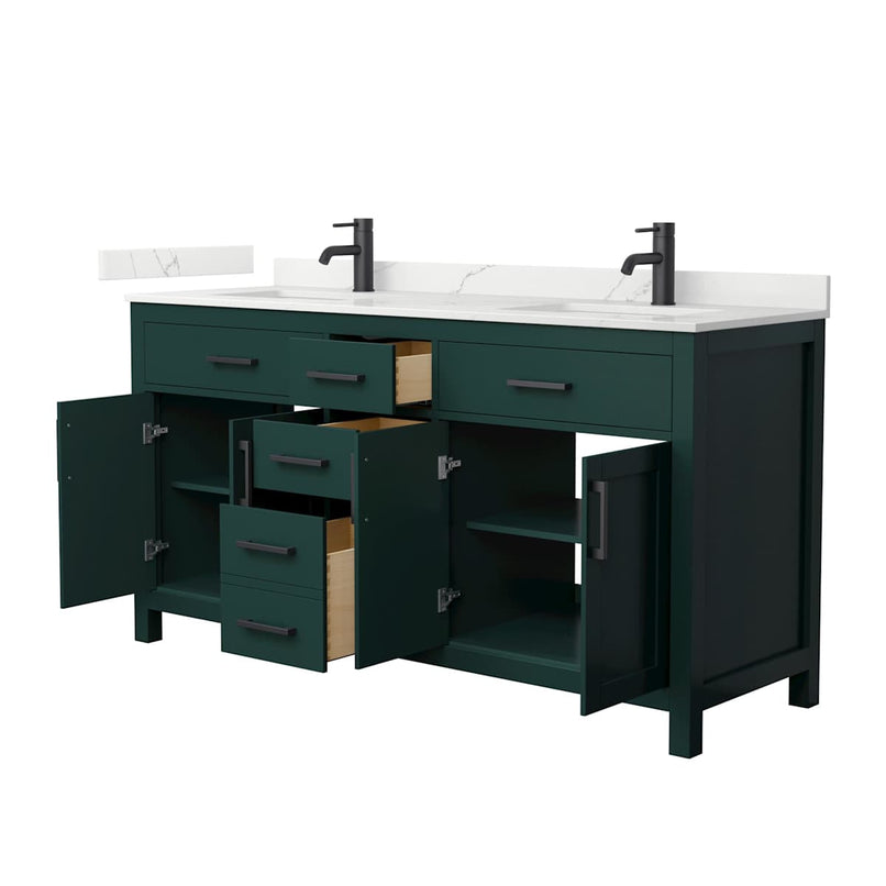 Beckett 66" Free Standing Double Basin Vanity Set with Cabinet and Quartz Vanity Top - image 17