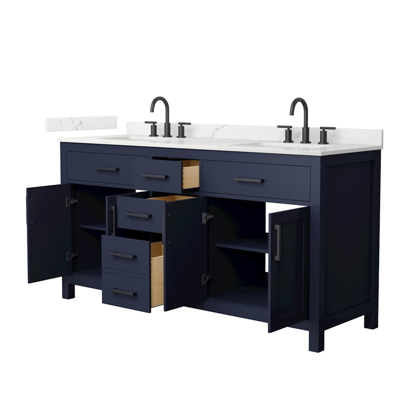 Beckett 66" Free Standing Double Basin Vanity Set with Cabinet and Quartz Vanity Top - image 2