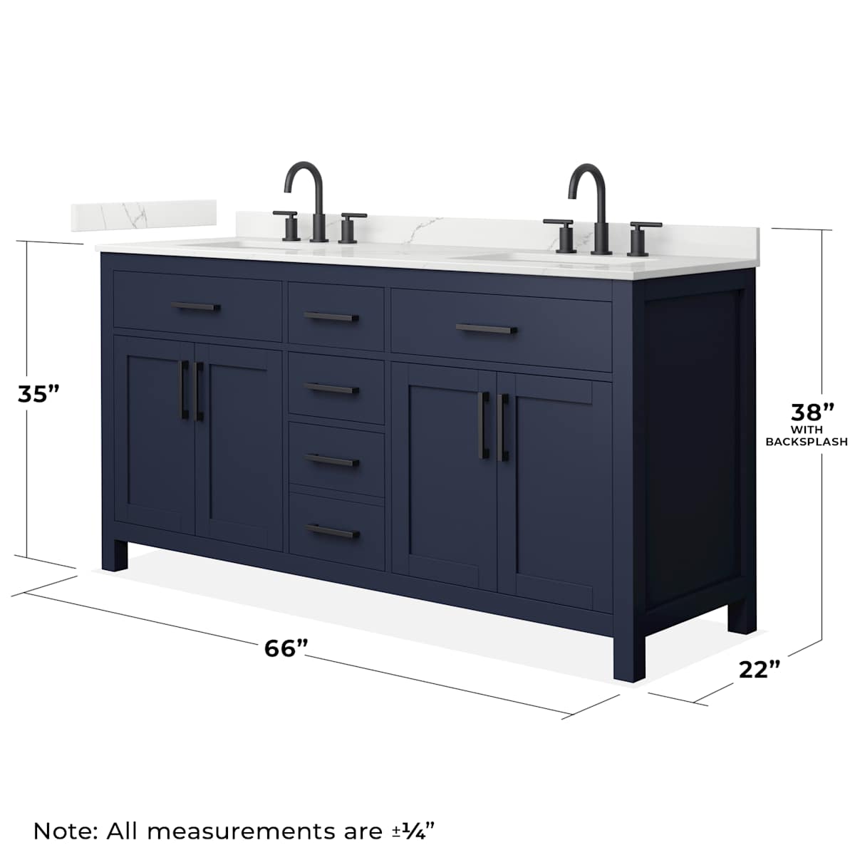 Beckett 66" Free Standing Double Basin Vanity Set with Cabinet and Quartz Vanity Top