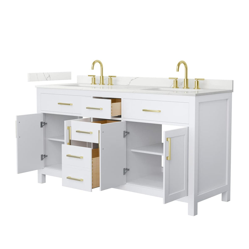 Beckett 66" Free Standing Double Basin Vanity Set with Cabinet and Quartz Vanity Top - image 11