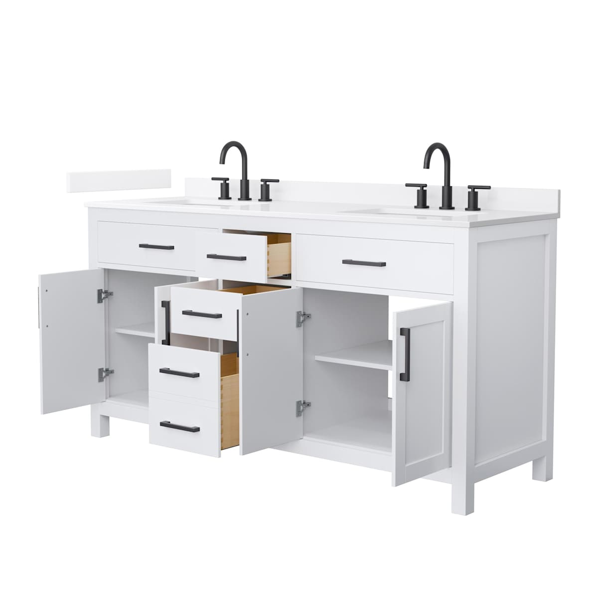 Beckett 66" Free Standing Double Basin Vanity Set with Cabinet and Quartz Vanity Top