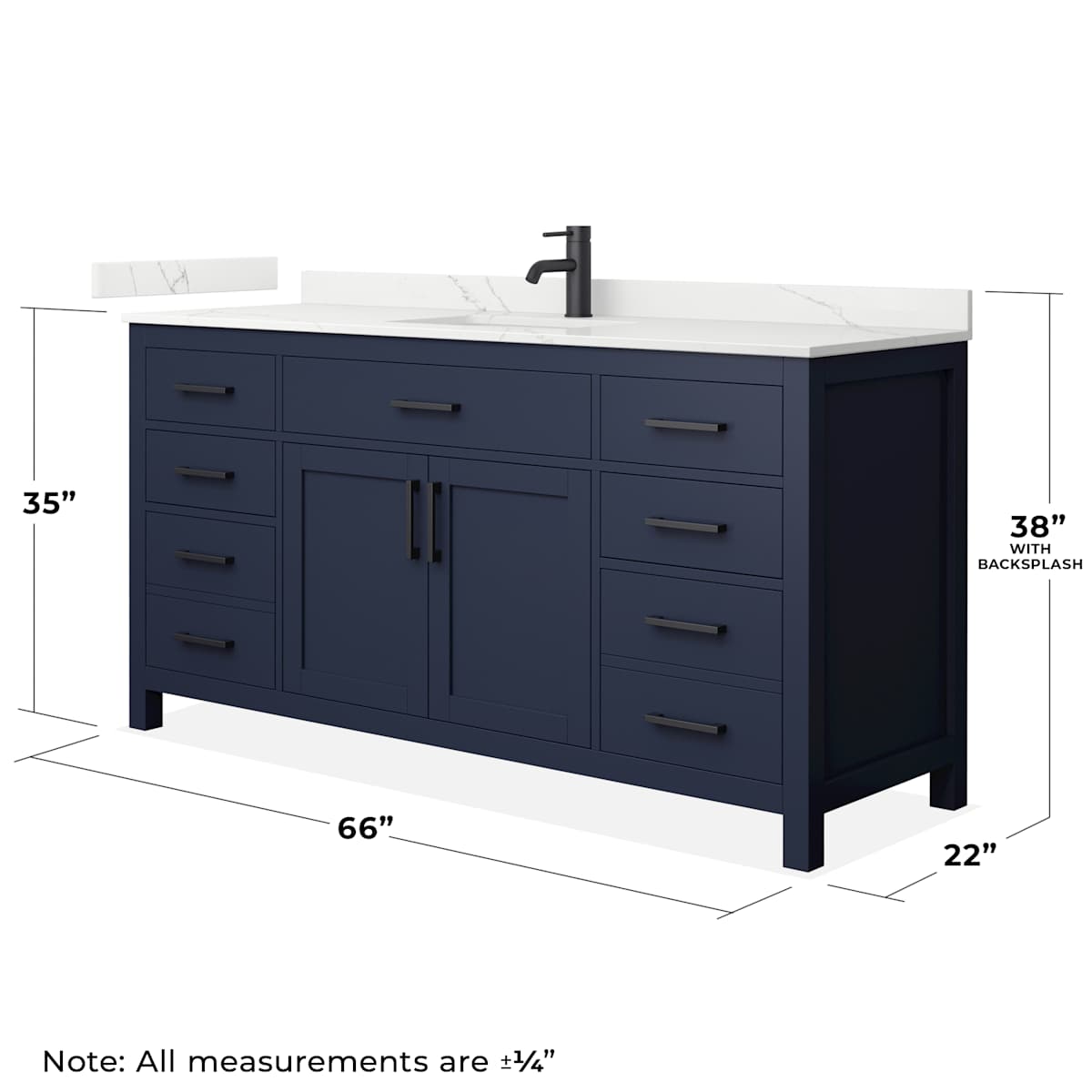 Beckett 66" Free Standing Single Basin Vanity Set with Cabinet and Quartz Vanity Top - image 4