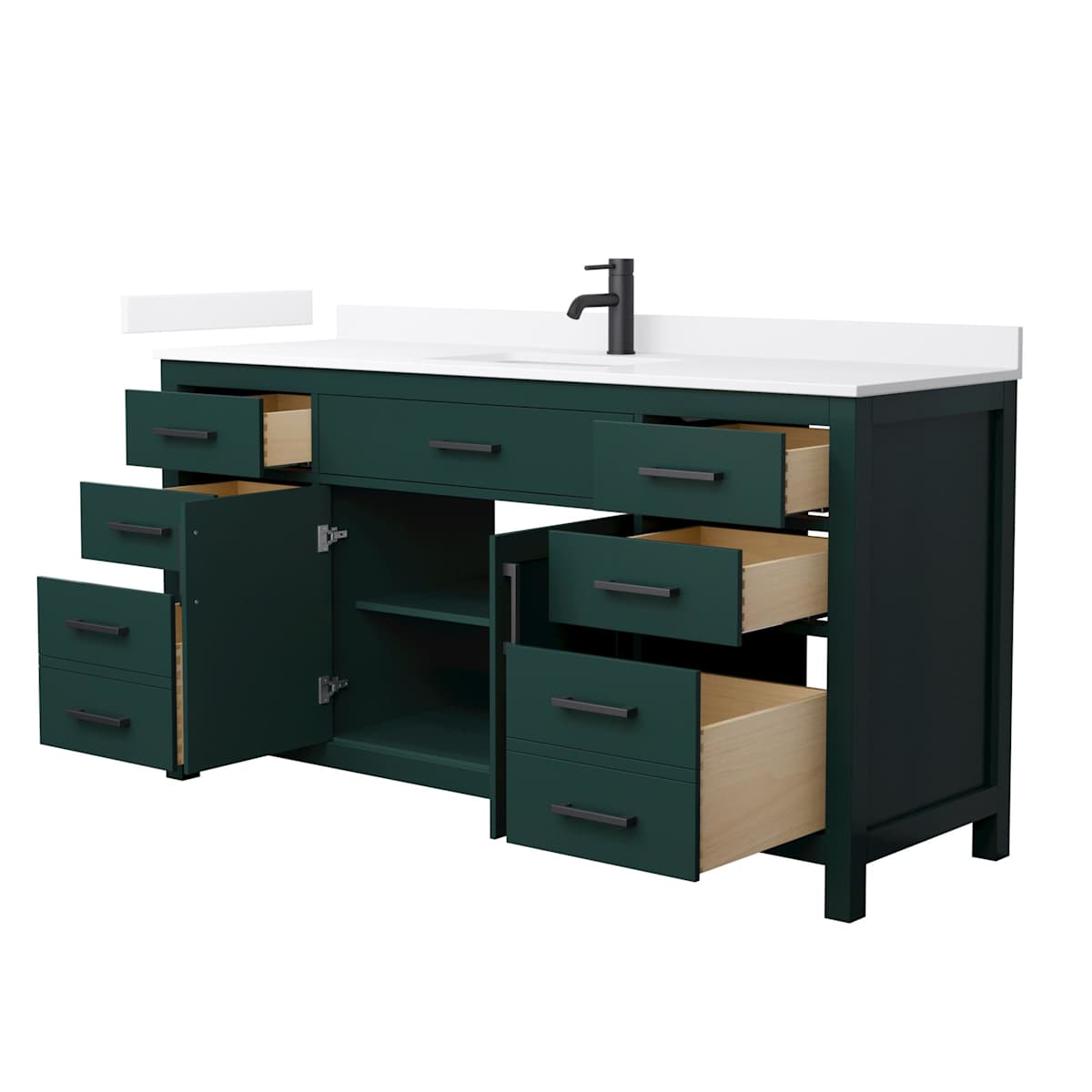 Beckett 66" Free Standing Single Basin Vanity Set with Cabinet and Quartz Vanity Top - image 16