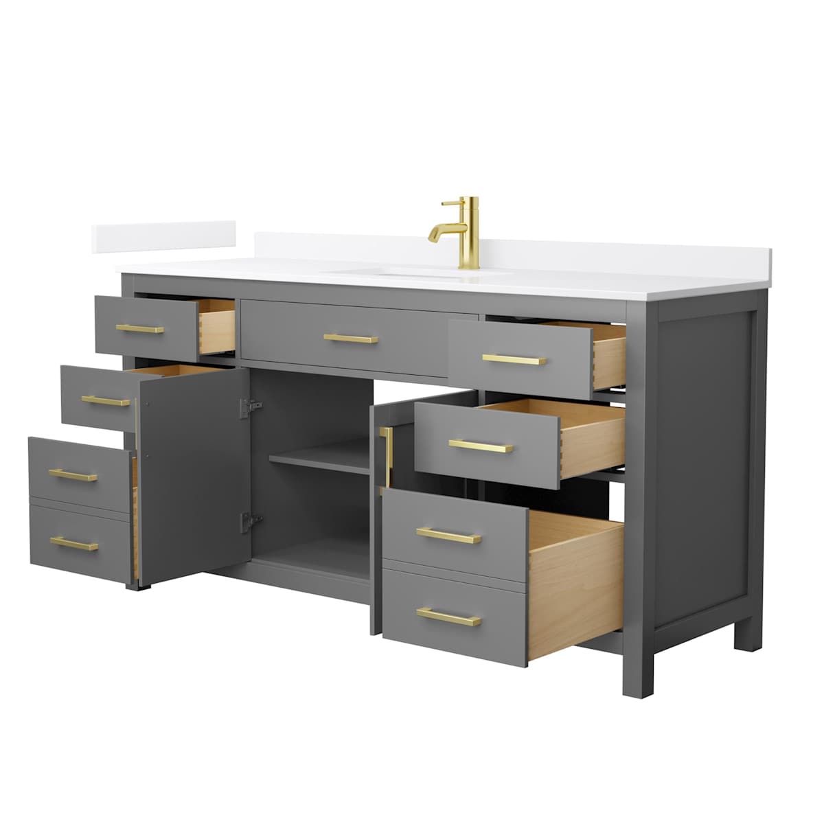 Beckett 66" Free Standing Single Basin Vanity Set with Cabinet and Quartz Vanity Top - image 18