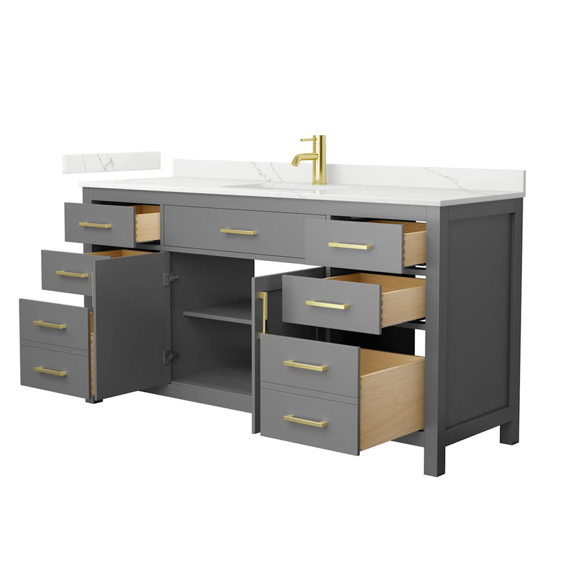 Beckett 66" Free Standing Single Basin Vanity Set with Cabinet and Quartz Vanity Top - image 19