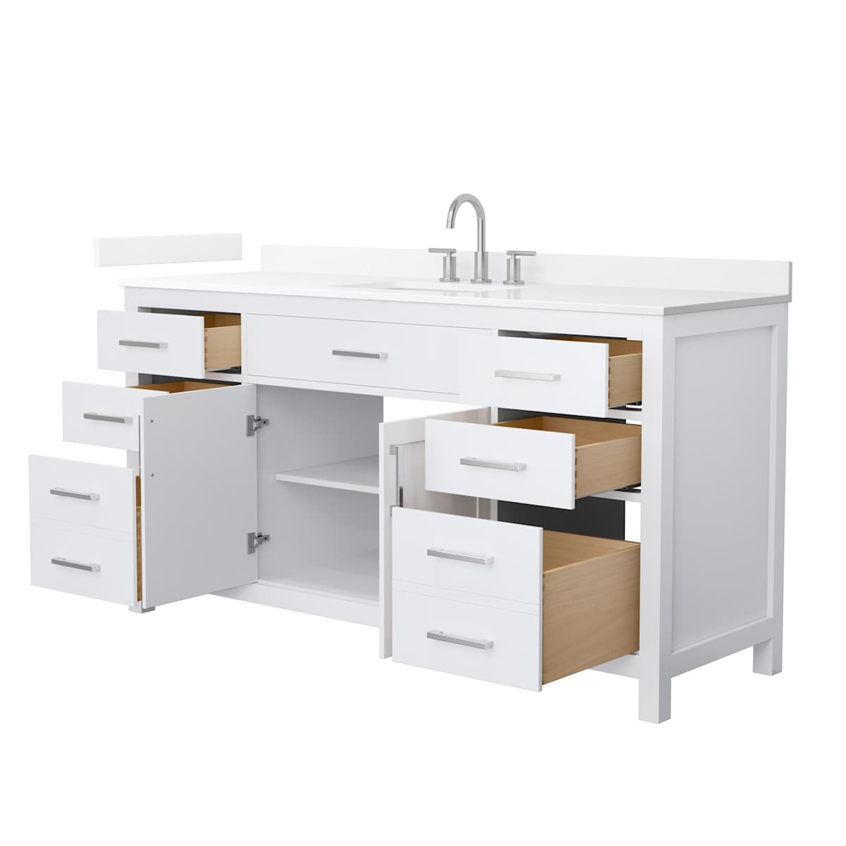 Beckett 66" Free Standing Single Basin Vanity Set with Cabinet and Quartz Vanity Top