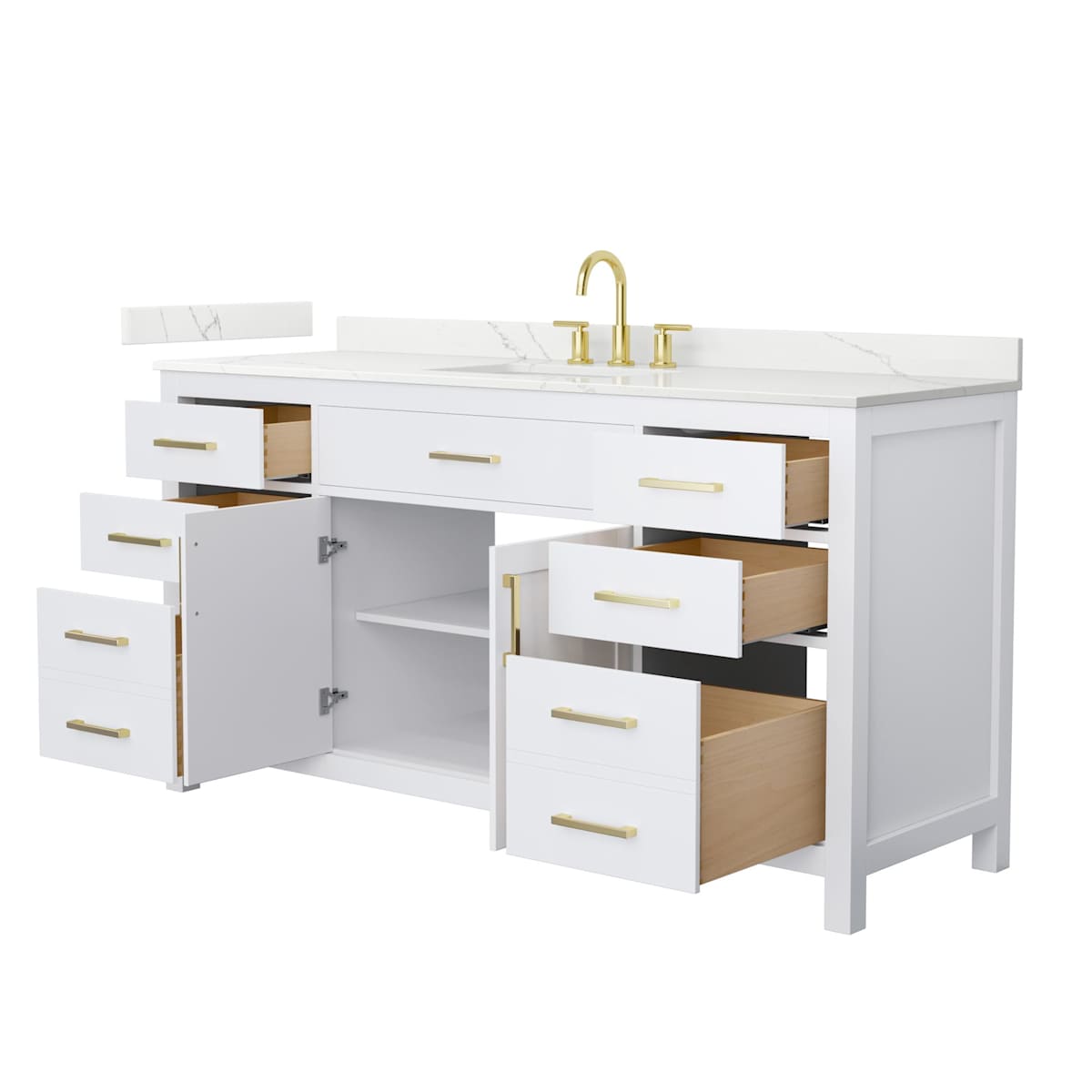 Beckett 66" Free Standing Single Basin Vanity Set with Cabinet and Quartz Vanity Top - image 11