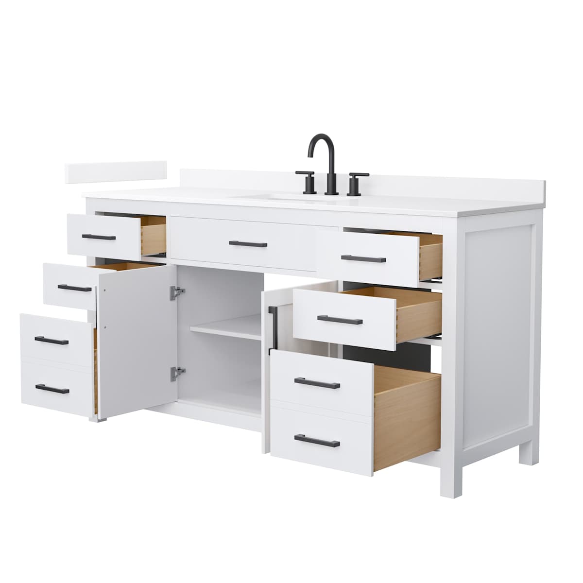 Beckett 66" Free Standing Single Basin Vanity Set with Cabinet and Quartz Vanity Top - image 12