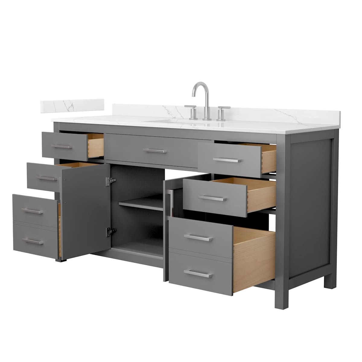 Beckett 66" Free Standing Single Basin Vanity Set with Cabinet and Quartz Vanity Top - image 15