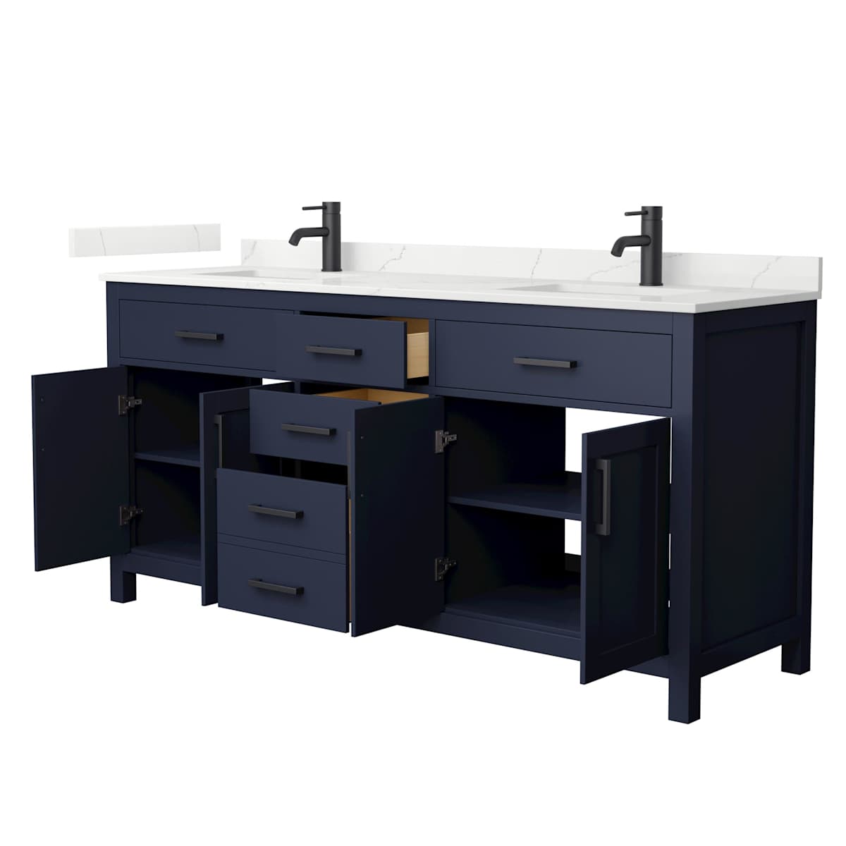 Beckett 72" Free Standing Double Basin Vanity Set with Cabinet and Quartz Vanity Top