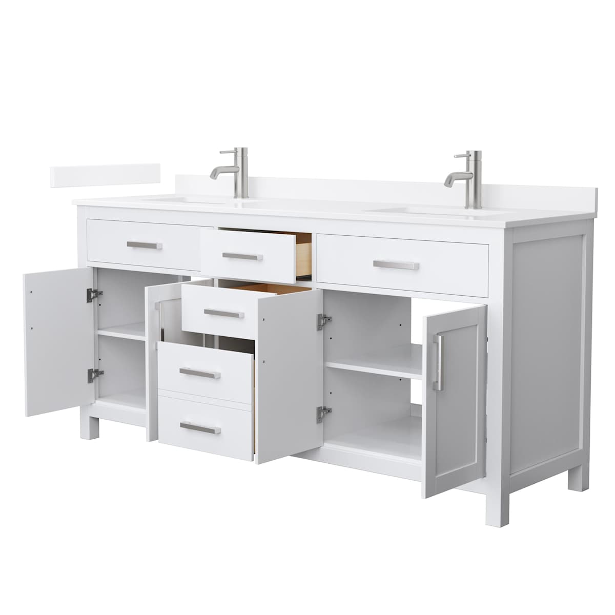 Beckett 72" Free Standing Double Basin Vanity Set with Cabinet and Quartz Vanity Top