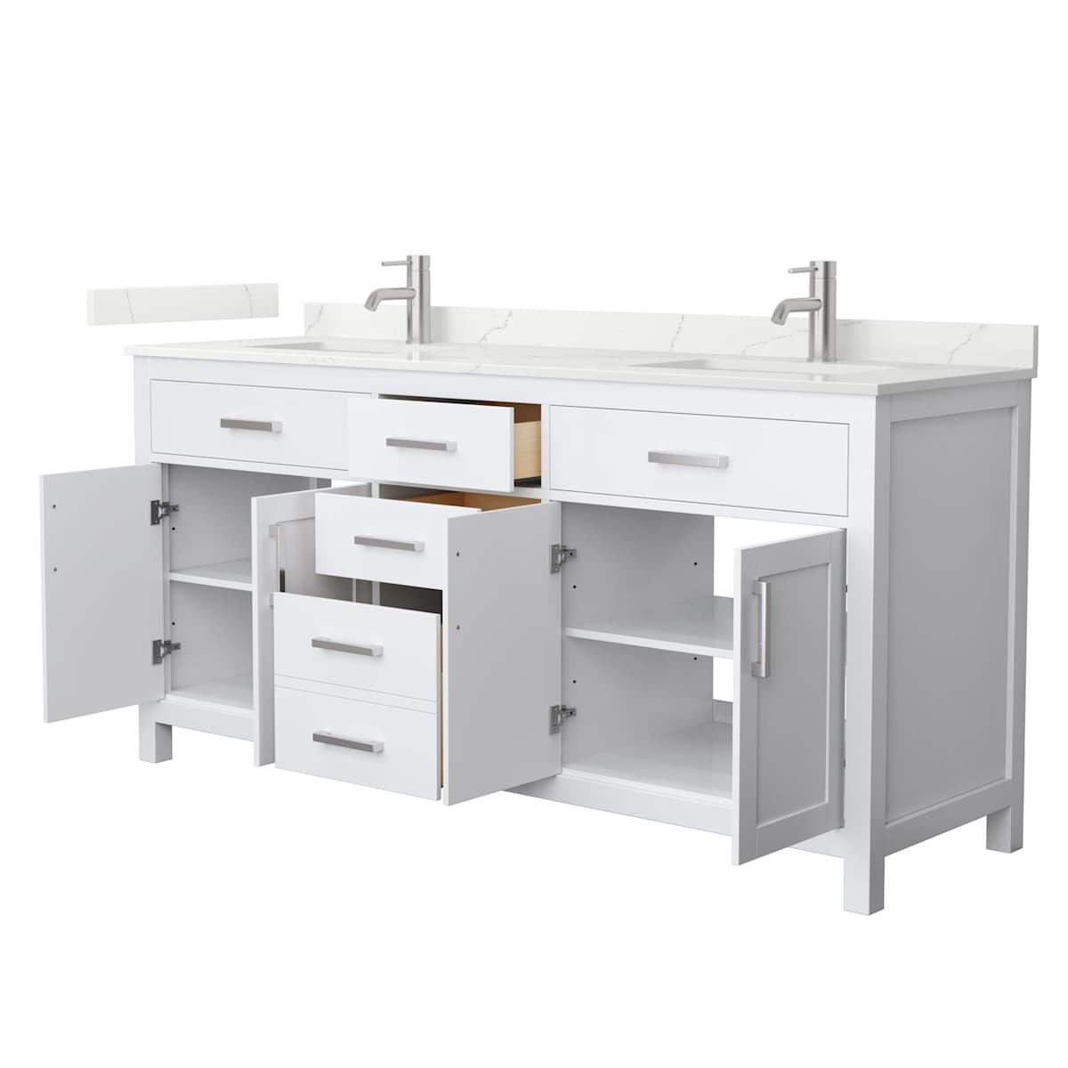 Beckett 72" Free Standing Double Basin Vanity Set with Cabinet and Quartz Vanity Top