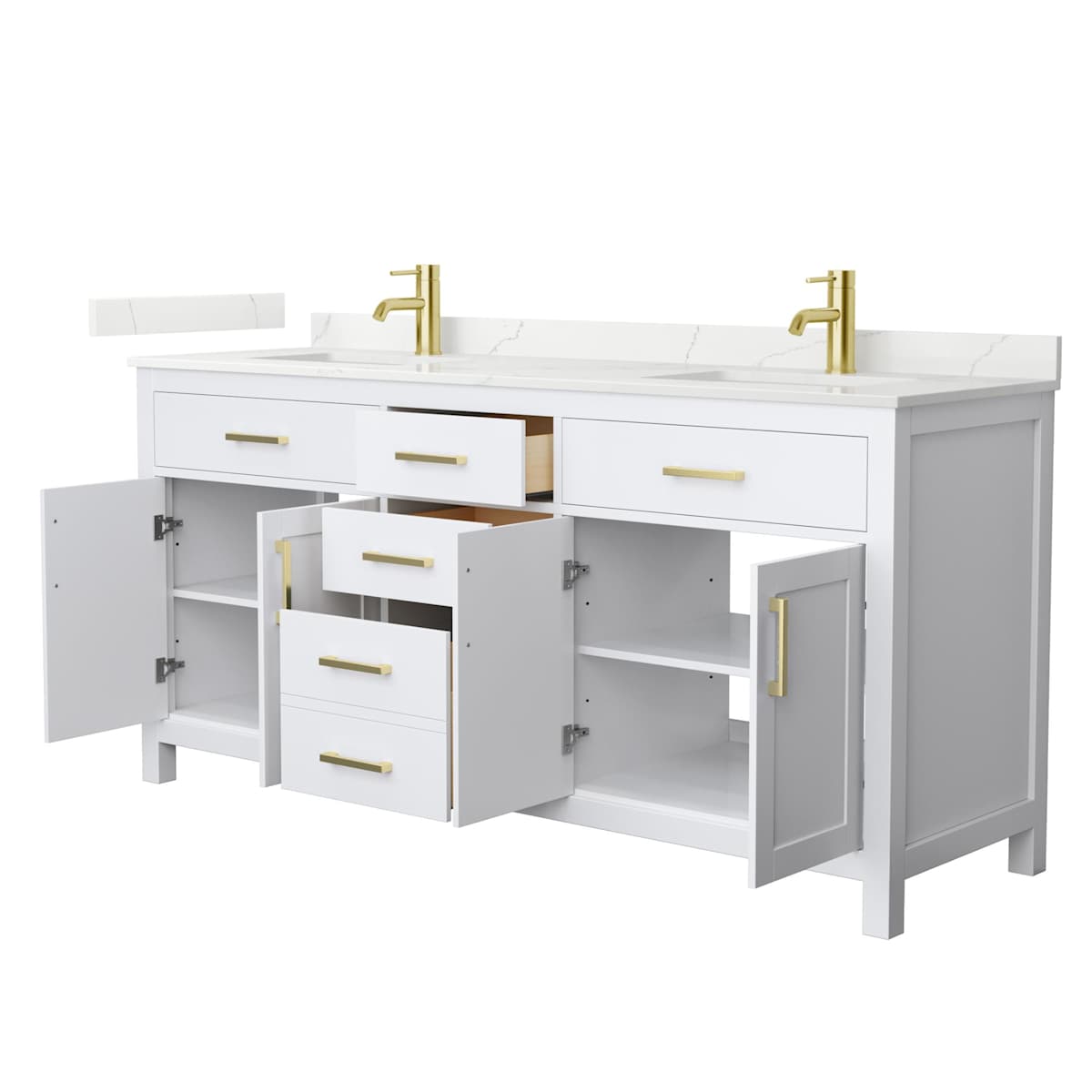 Beckett 72" Free Standing Double Basin Vanity Set with Cabinet and Quartz Vanity Top