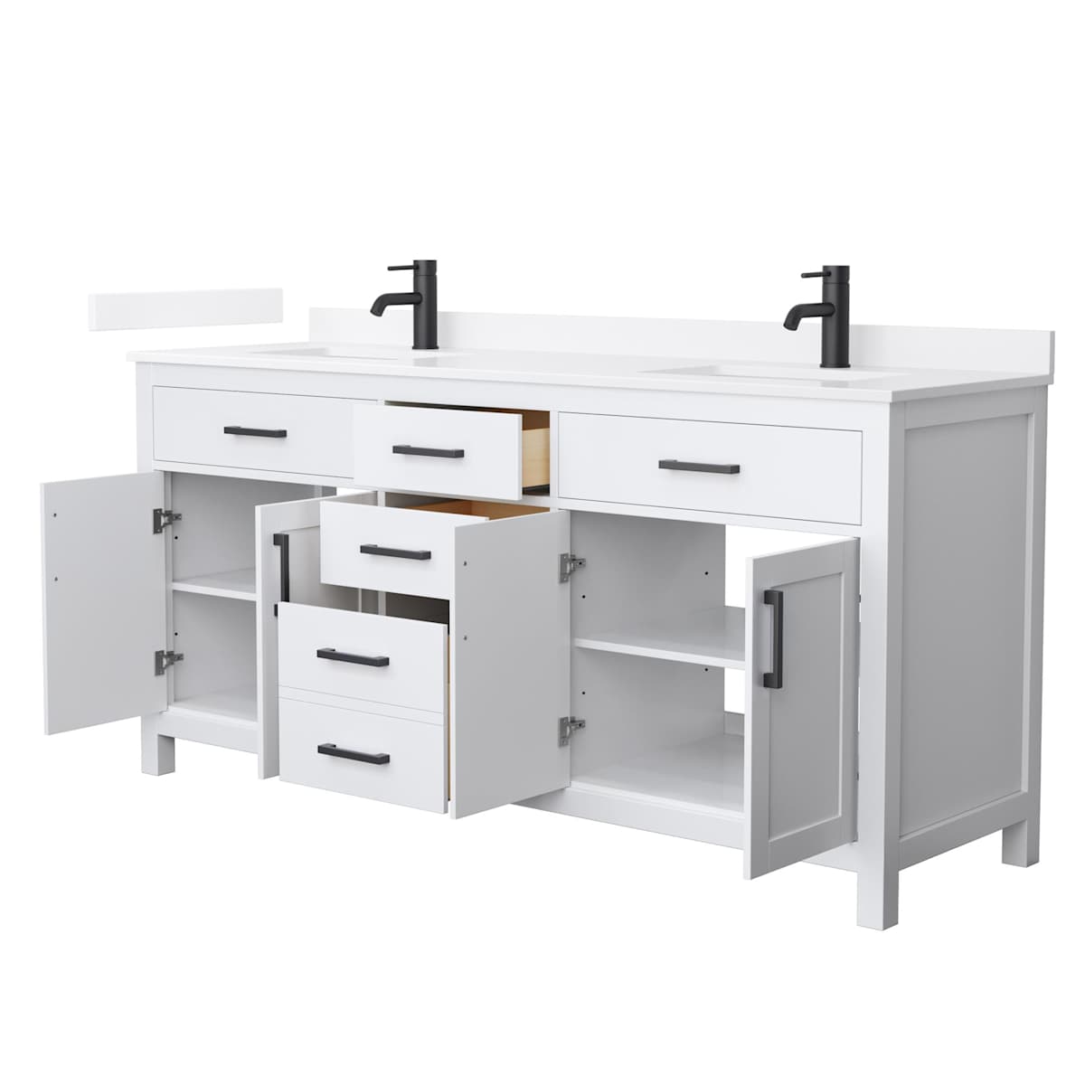 Beckett 72" Free Standing Double Basin Vanity Set with Cabinet and Quartz Vanity Top