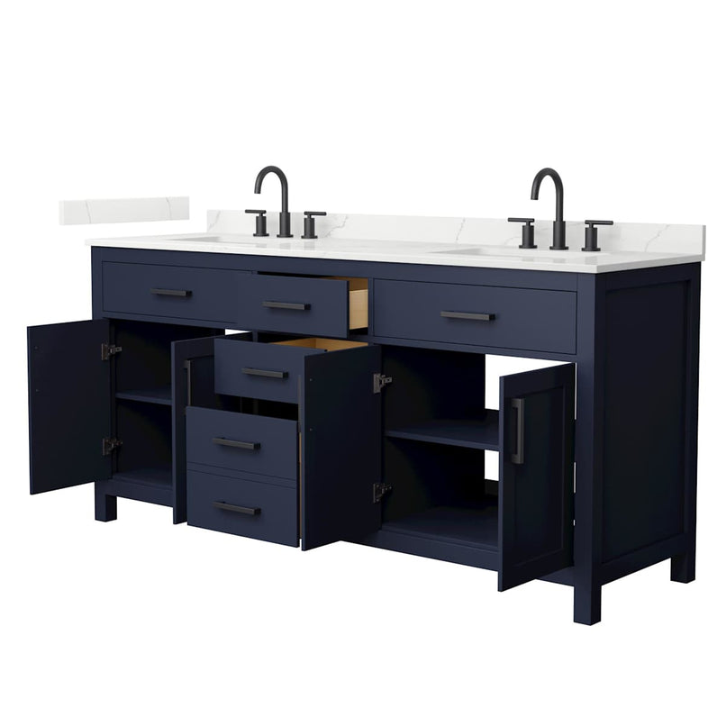 Beckett 72" Free Standing Double Basin Vanity Set with Cabinet and Quartz Vanity Top - image 2