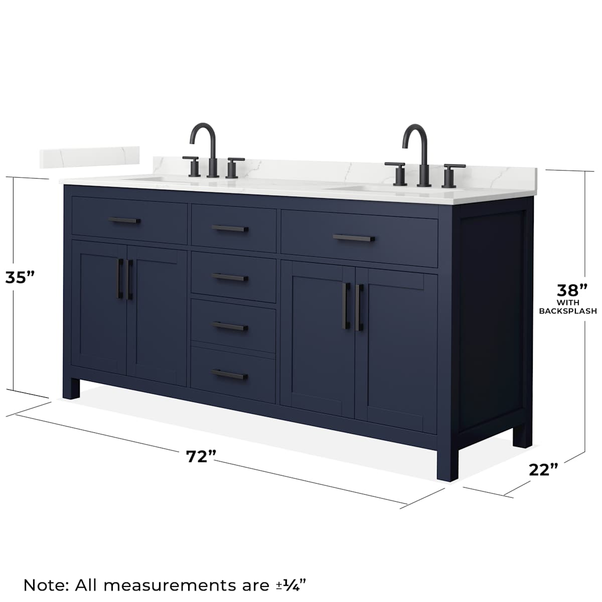 Beckett 72" Free Standing Double Basin Vanity Set with Cabinet and Quartz Vanity Top