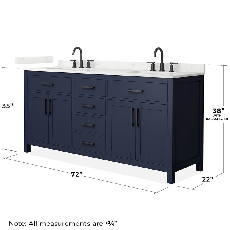 Beckett 72" Free Standing Double Basin Vanity Set with Cabinet and Quartz Vanity Top - image 5