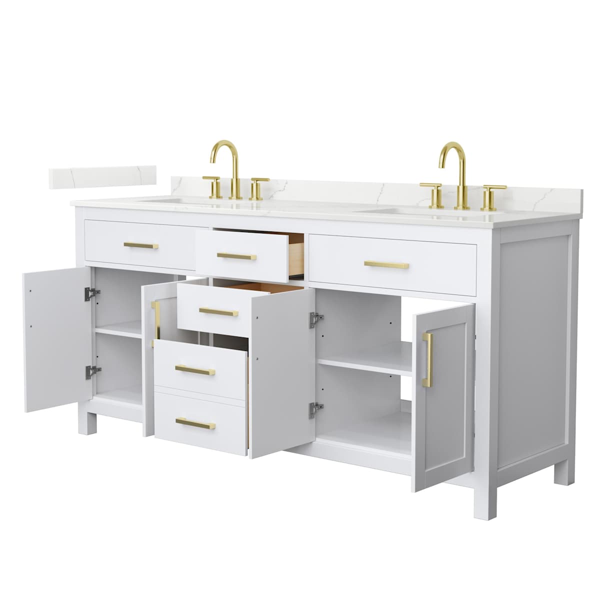 Beckett 72" Free Standing Double Basin Vanity Set with Cabinet and Quartz Vanity Top