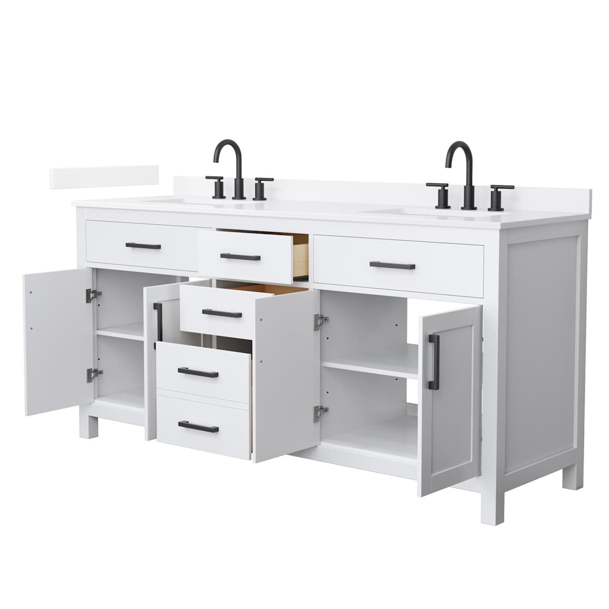 Beckett 72" Free Standing Double Basin Vanity Set with Cabinet and Quartz Vanity Top