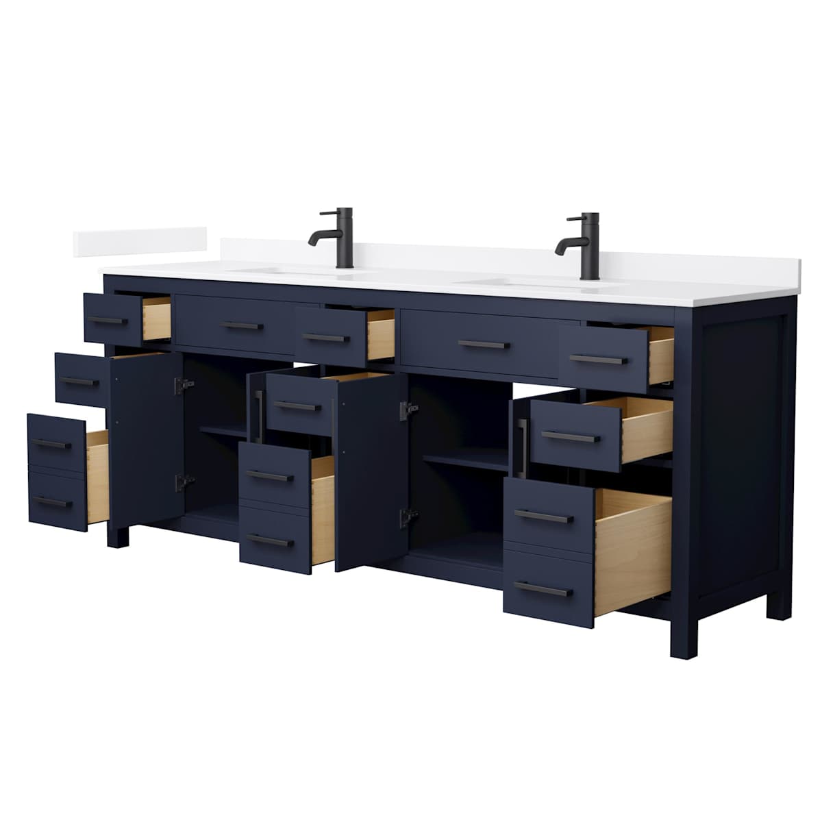 Beckett 84" Free Standing Double Basin Vanity Set with Cabinet and Quartz Vanity Top