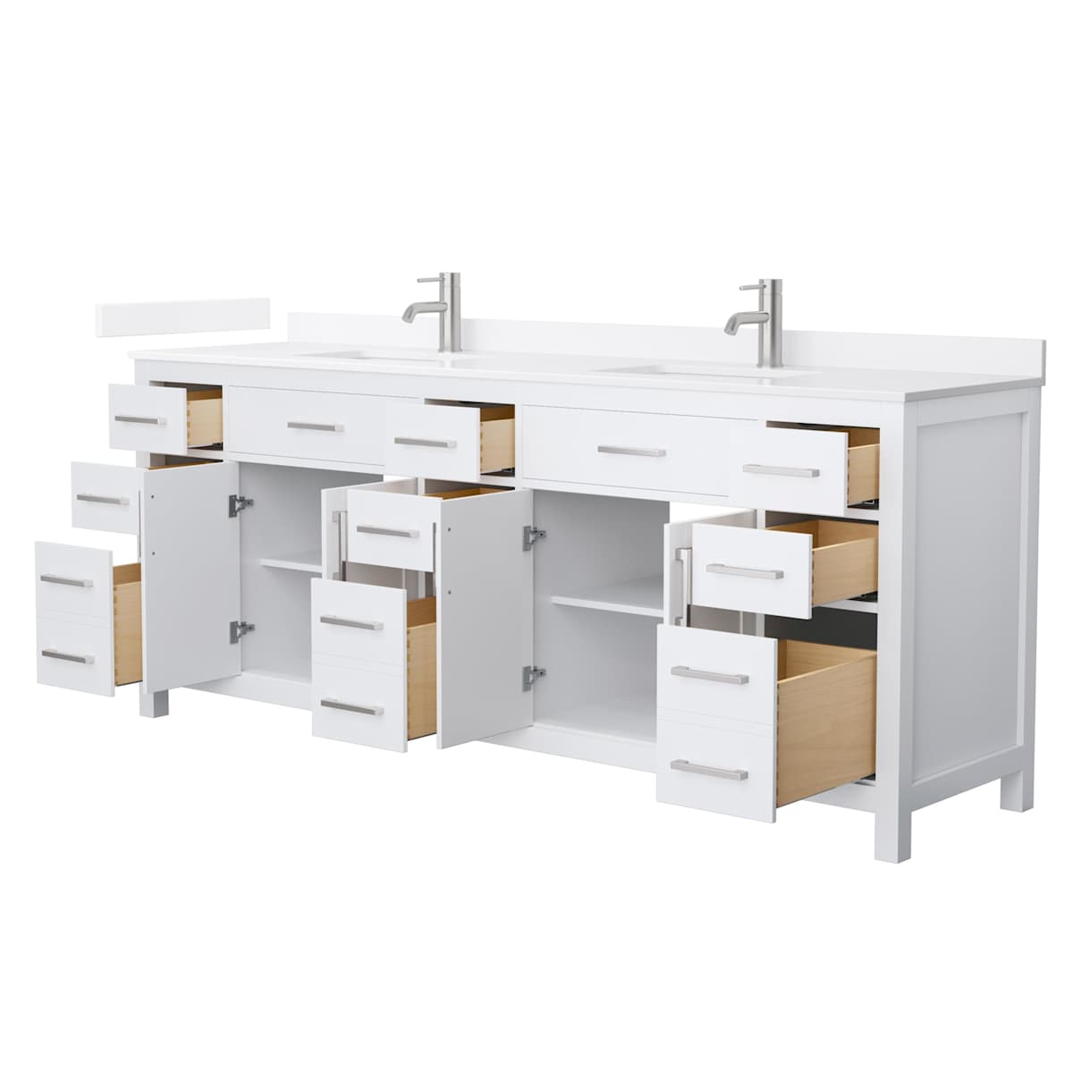 Beckett 84" Free Standing Double Basin Vanity Set with Cabinet and Quartz Vanity Top