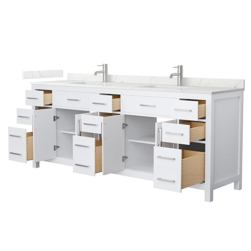 Beckett 84" Free Standing Double Basin Vanity Set with Cabinet and Quartz Vanity Top - image 9
