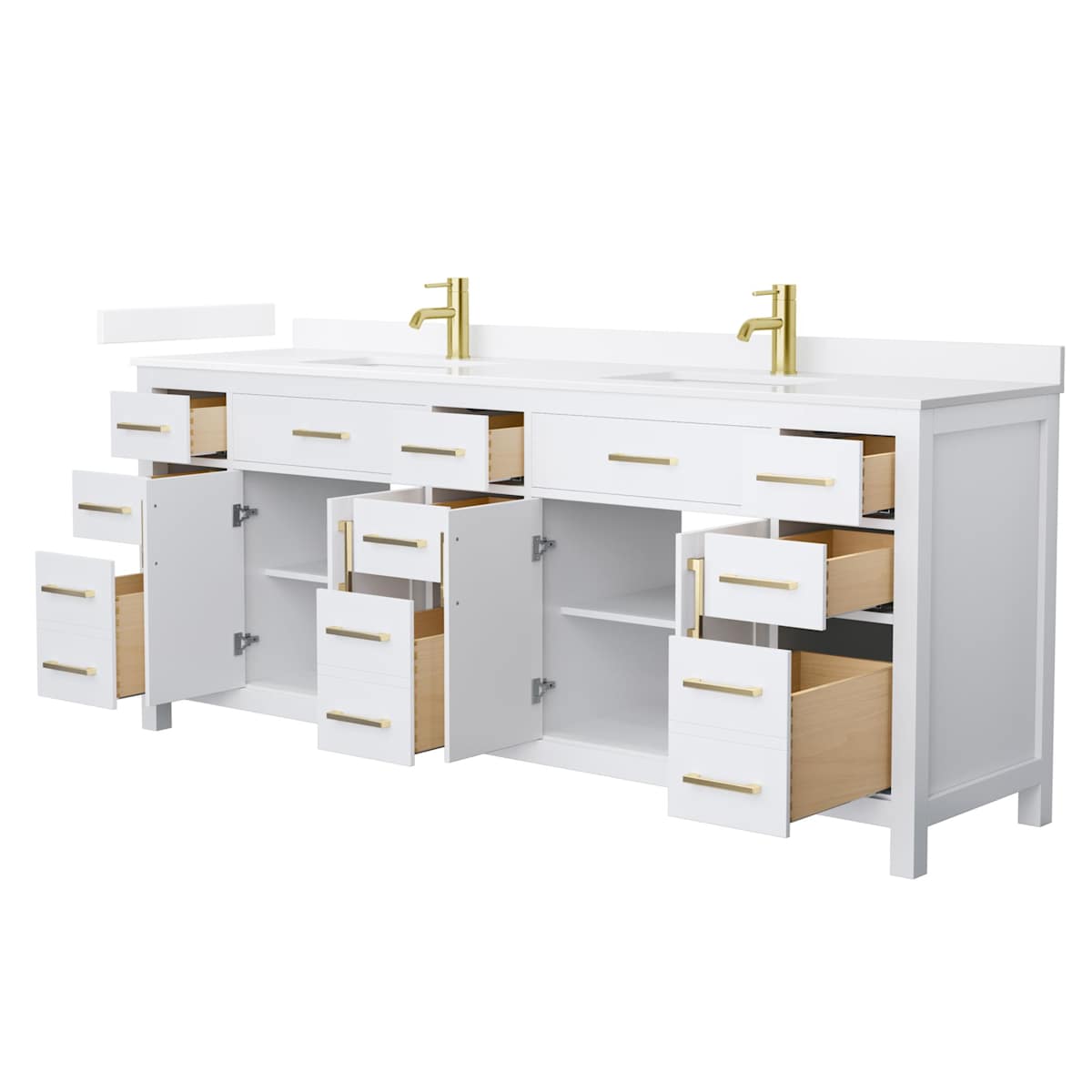 Beckett 84" Free Standing Double Basin Vanity Set with Cabinet and Quartz Vanity Top