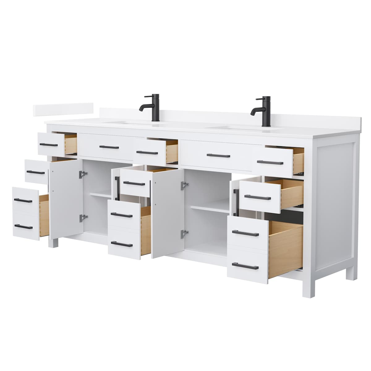 Beckett 84" Free Standing Double Basin Vanity Set with Cabinet and Quartz Vanity Top - image 12