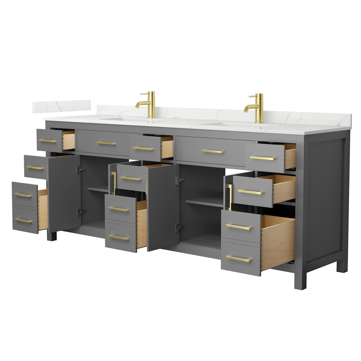 Beckett 84" Free Standing Double Basin Vanity Set with Cabinet and Quartz Vanity Top - image 19