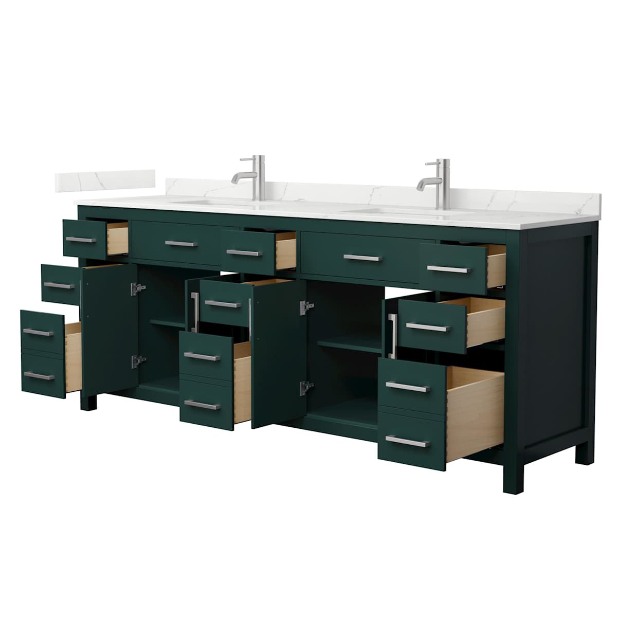 Beckett 84" Free Standing Double Basin Vanity Set with Cabinet and Quartz Vanity Top - image 21
