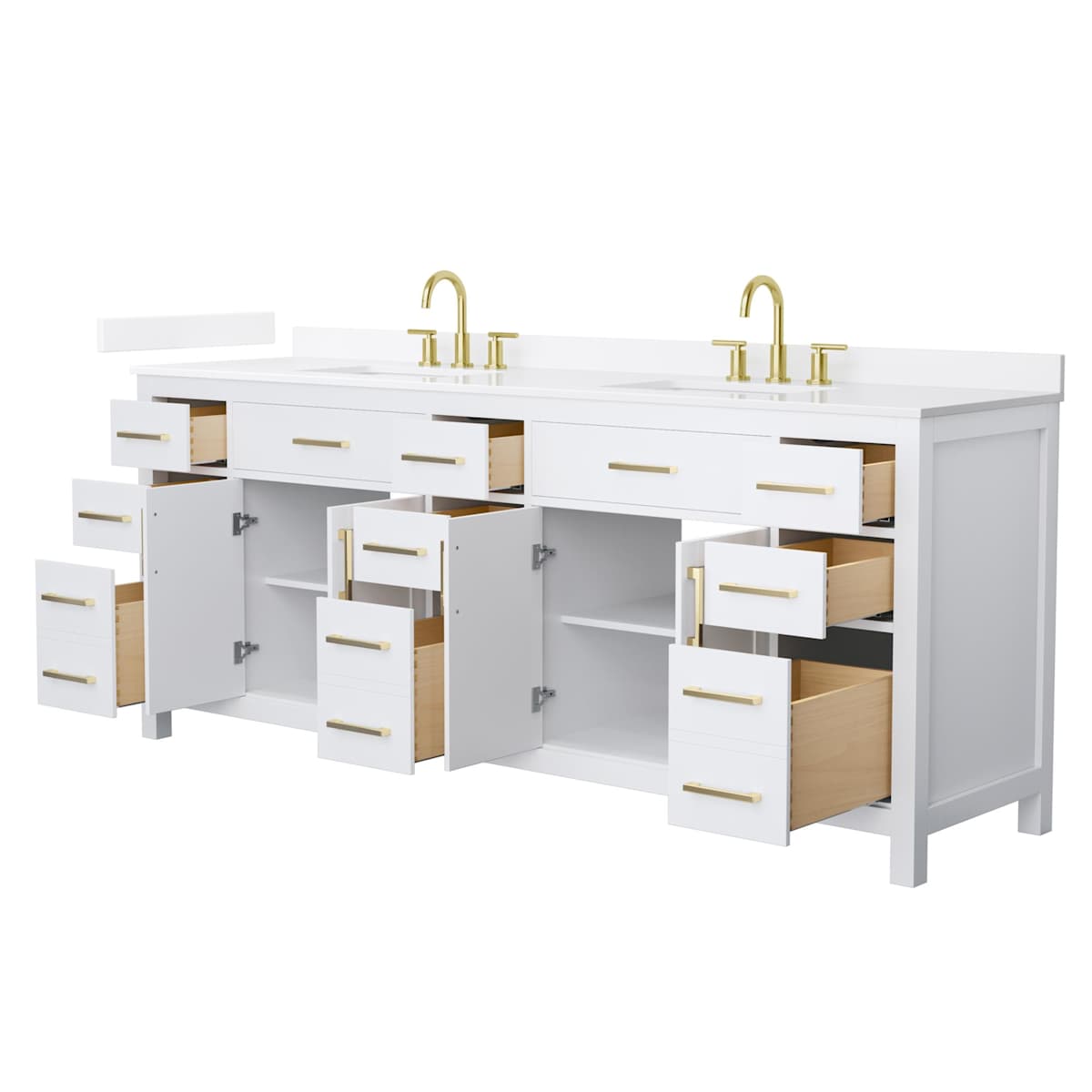 Beckett 84" Free Standing Double Basin Vanity Set with Cabinet and Quartz Vanity Top