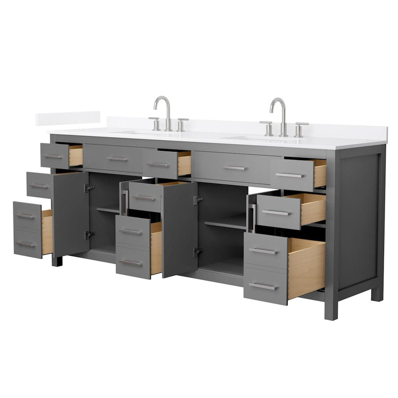 Beckett 84" Free Standing Double Basin Vanity Set with Cabinet and Quartz Vanity Top - image 14